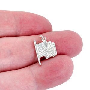 Vintage Jezlaine Sterling Silver 925 American Flag Charm Pendant